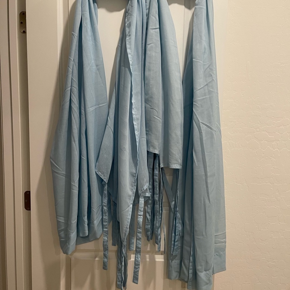 Light Blue Sheer Tie Top Curtains 44”W x 82”L